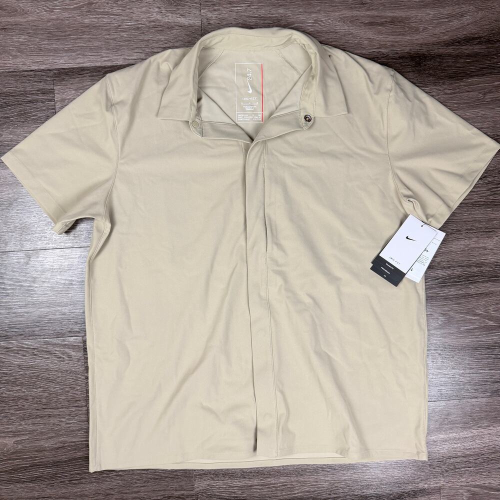 Nike 24.7 Perfect Stretch Dri-Fit Top Snap Button Shirt HQ6958-253 Men’s Medium